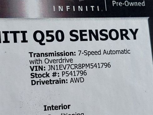 Certified 2023 INFINITI Q50 Sensory image 35
