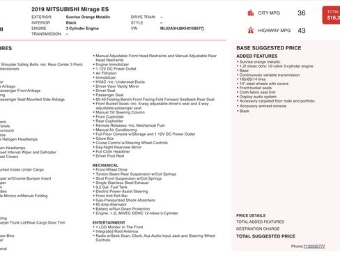 Used 2019 Mitsubishi Mirage ES FWD image 4