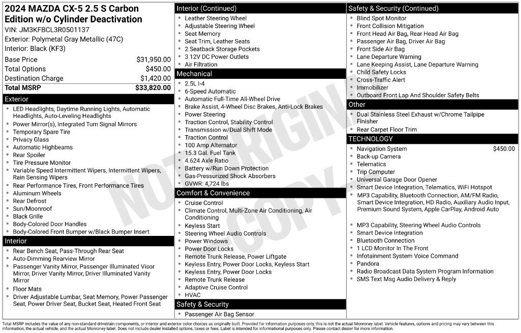Certified 2024 MAZDA CX-5 Carbon Edition AWD/4WD image 6