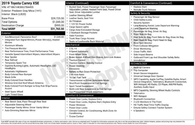 Used 2019 Toyota Camry XSE FWD image 13