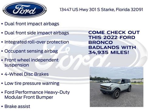 Certified 2022 Ford Bronco Badlands w/ Sasquatch Package AWD/4WD image 21