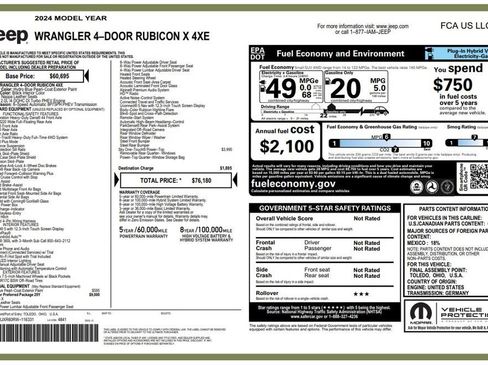 Used 2024 Jeep Wrangler Unlimited Rubicon 4xe AWD/4WD image 3