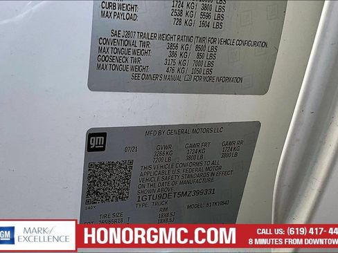 Used 2021 GMC Sierra 1500 SLT w/ SLT Convenience Package AWD/4WD image 20