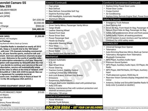 Used 2012 Chevrolet Camaro SS w/ RS Package RWD image 23