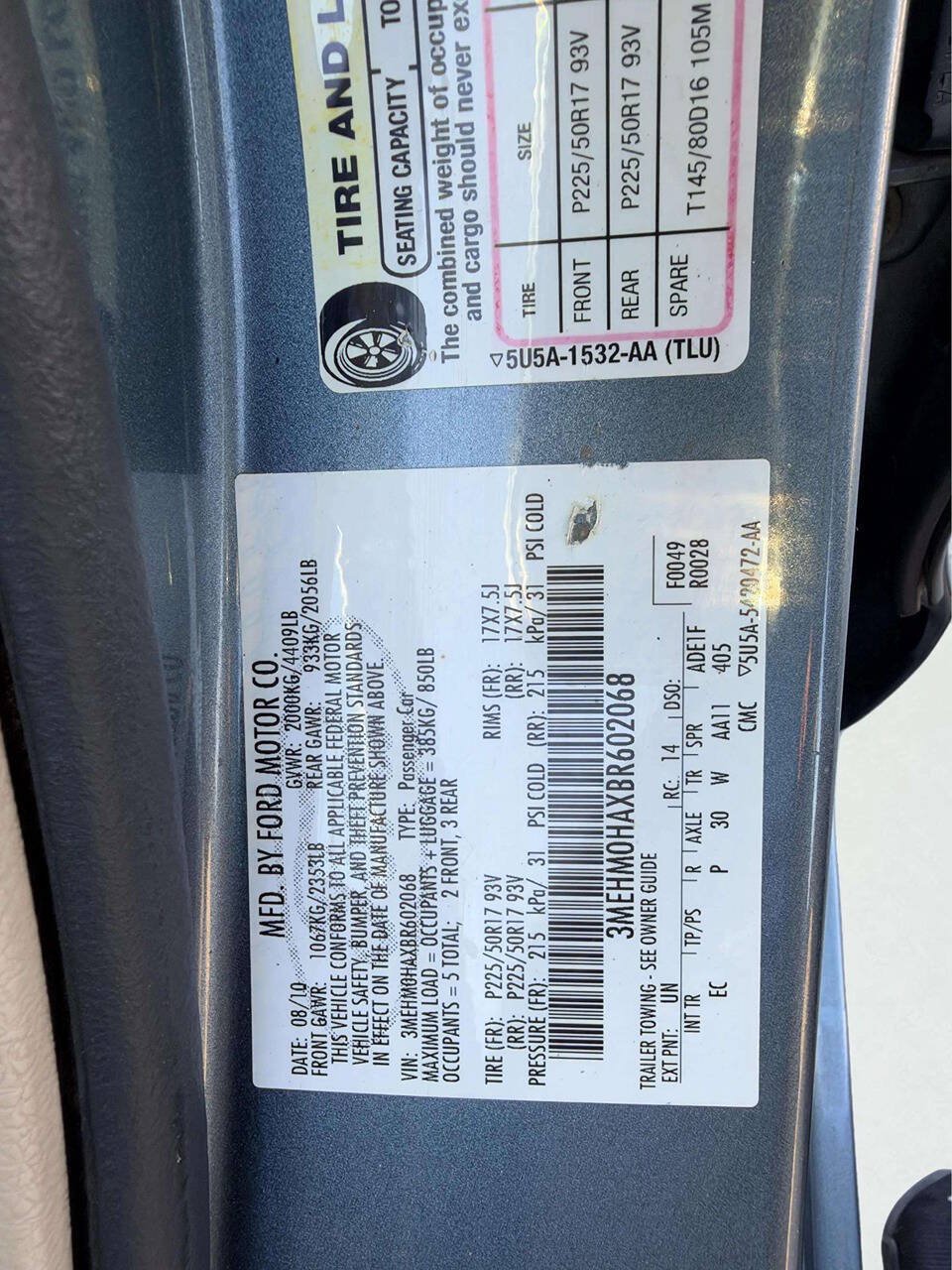 Used 2011 Mercury Milan w/ 103A Rapid Spec Order Code FWD image 19