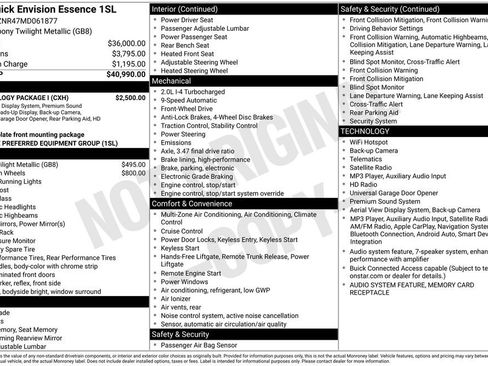 Used 2021 Buick Envision Essence w/ Technology Package I FWD image 39