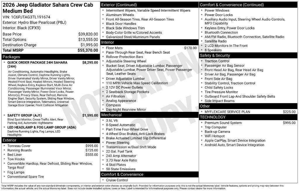 New 2026 Jeep Gladiator Sport AWD/4WD image 7