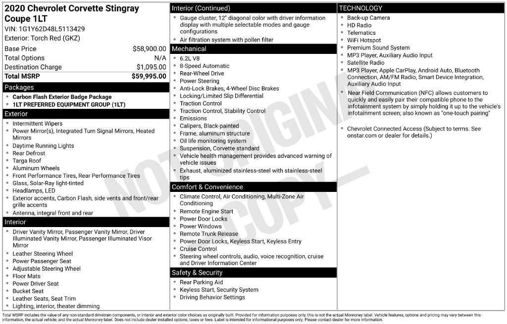 Used 2020 Chevrolet Corvette Stingray Coupe w/ 1LT RWD image 7