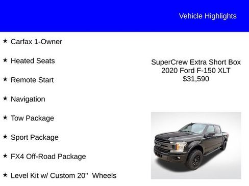 Used 2020 Ford F150 XLT w/ Equipment Group 302A Luxury AWD/4WD image 2