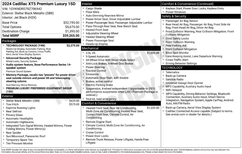 Certified 2024 Cadillac XT5 Premium Luxury w/ Technology Package AWD/4WD image 34