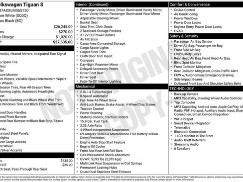 Certified 2020 Volkswagen Tiguan S AWD/4WD image 33