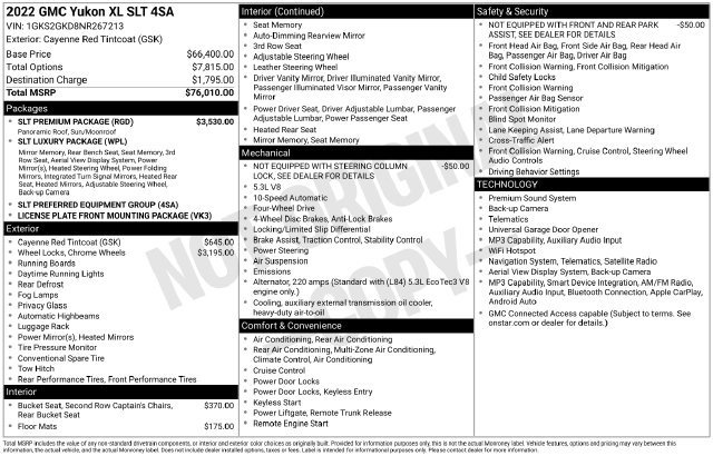 Certified 2022 GMC Yukon XL SLT w/ SLT Premium Package AWD/4WD image 44