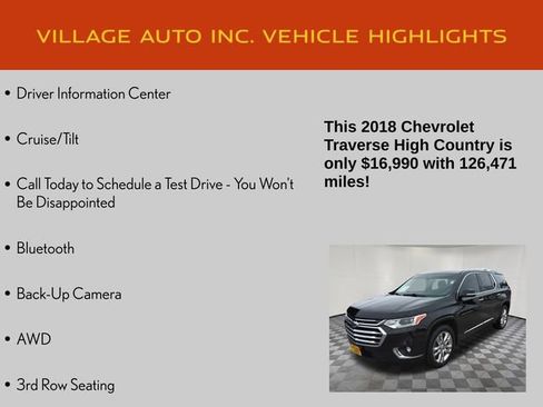 Used 2018 Chevrolet Traverse High Country w/ LPO, Floor Liner Package image 21