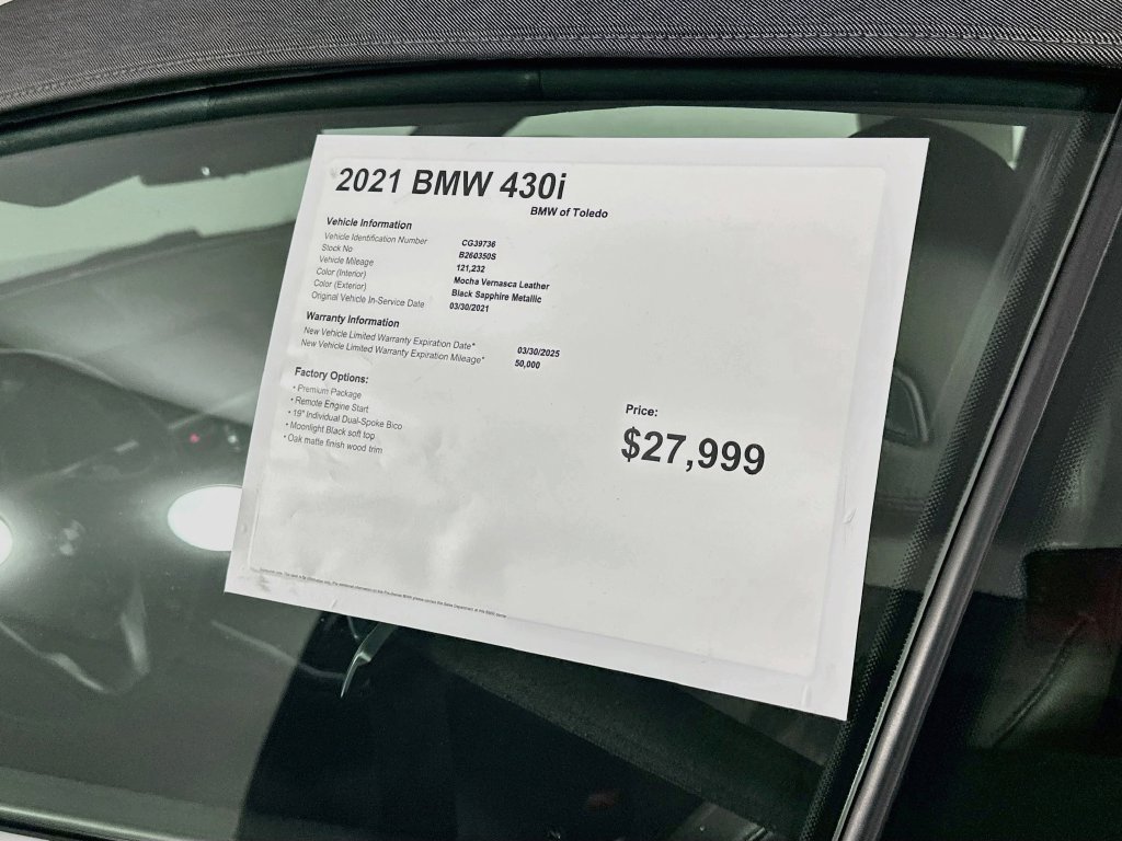 Used 2021 BMW 430i Convertible w/ Premium Package RWD image 12
