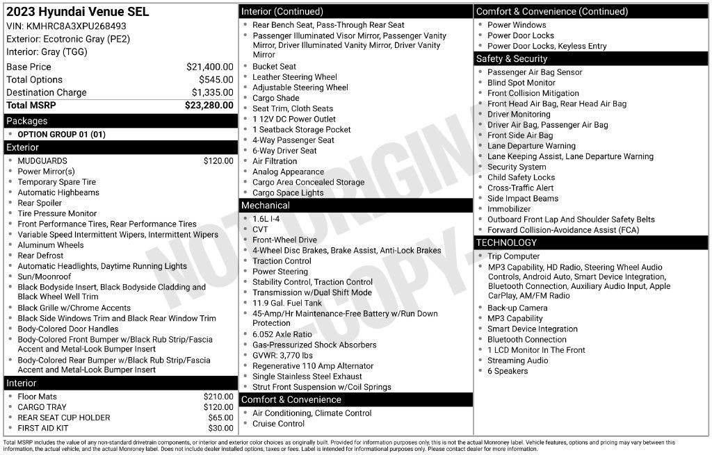Certified 2023 Hyundai Venue SEL FWD image 2