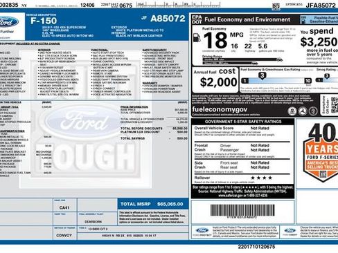 Used 2018 Ford F150 Platinum w/ Equipment Group 701A Luxury image 28