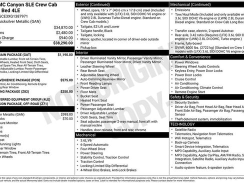 Used 2016 GMC Canyon SLE w/ All Terrain Package AWD/4WD image 36