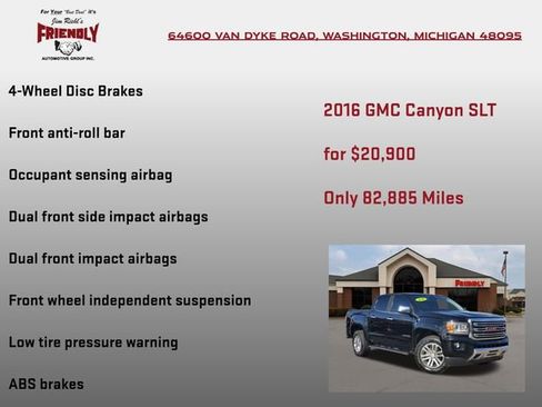 Used 2016 GMC Canyon SLT w/ Driver Alert Package AWD/4WD image 20