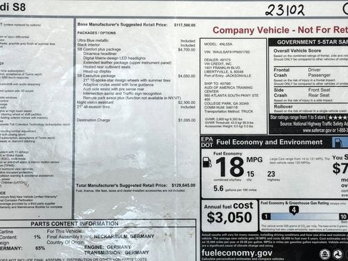 Used 2023 Audi S8 w/ S8 Comfort Plus Package image 71