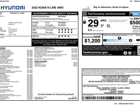 Used 2022 Hyundai Kona N Line image 49