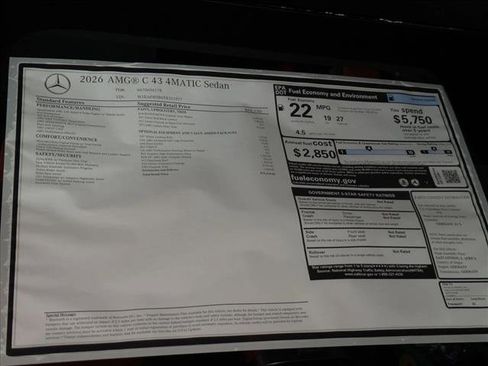 New 2026 Mercedes-Benz C 43 AMG 4MATIC Sedan image 19
