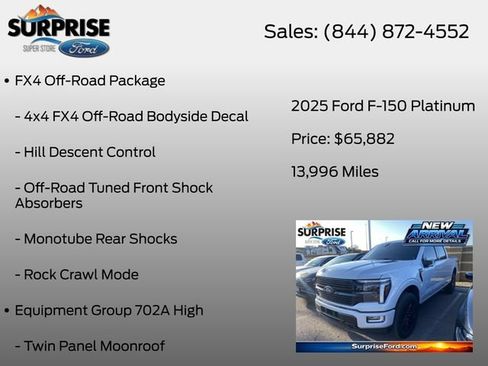 Used 2025 Ford F150 Platinum w/ Equipment Group 702A High AWD/4WD image 7