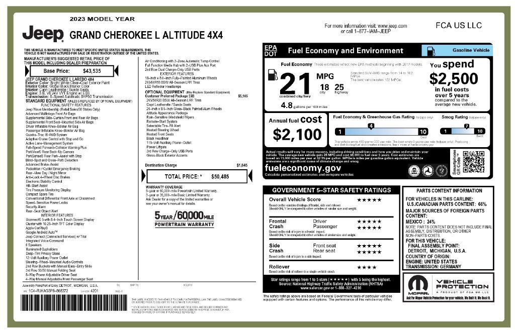 Used 2023 Jeep Grand Cherokee L Laredo AWD/4WD image 4