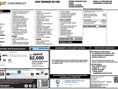 Used 2024 Chevrolet Traverse RS image 2