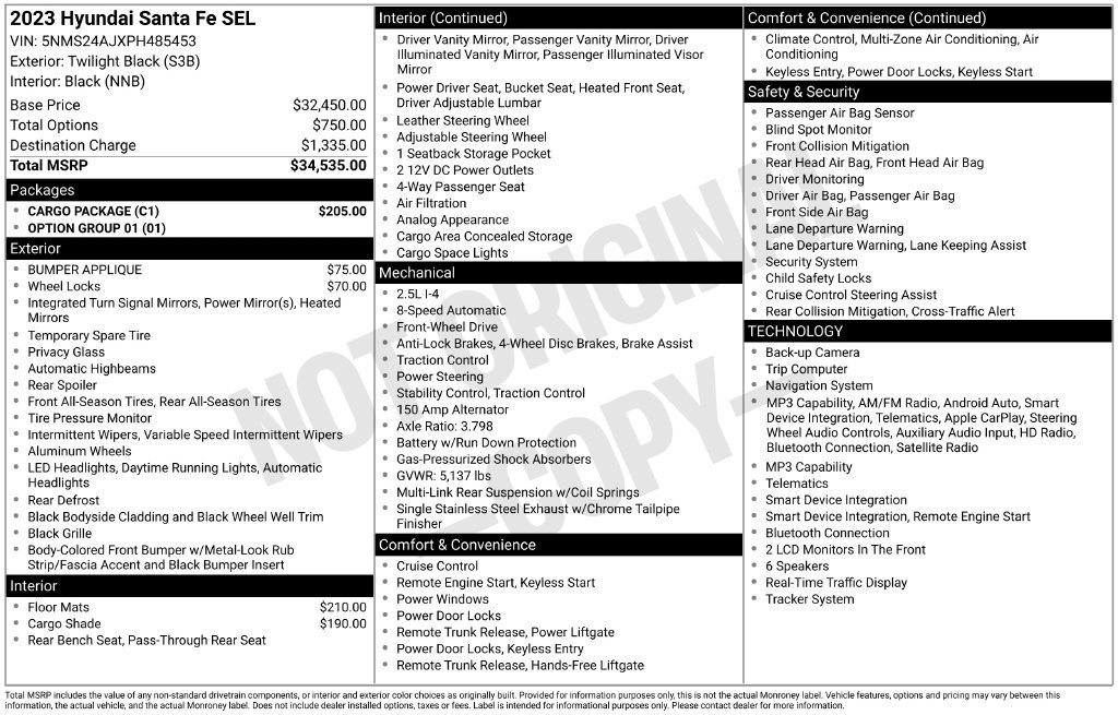 Used 2023 Hyundai Santa Fe SEL w/ Cargo Package FWD image 51