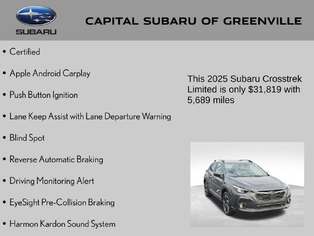 Certified 2025 Subaru Crosstrek 2.5i Limited w/ Crosstrek Mirror Package AWD/4WD image 9
