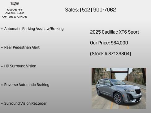 New 2025 Cadillac XT6 Sport w/ Technology Package image 30