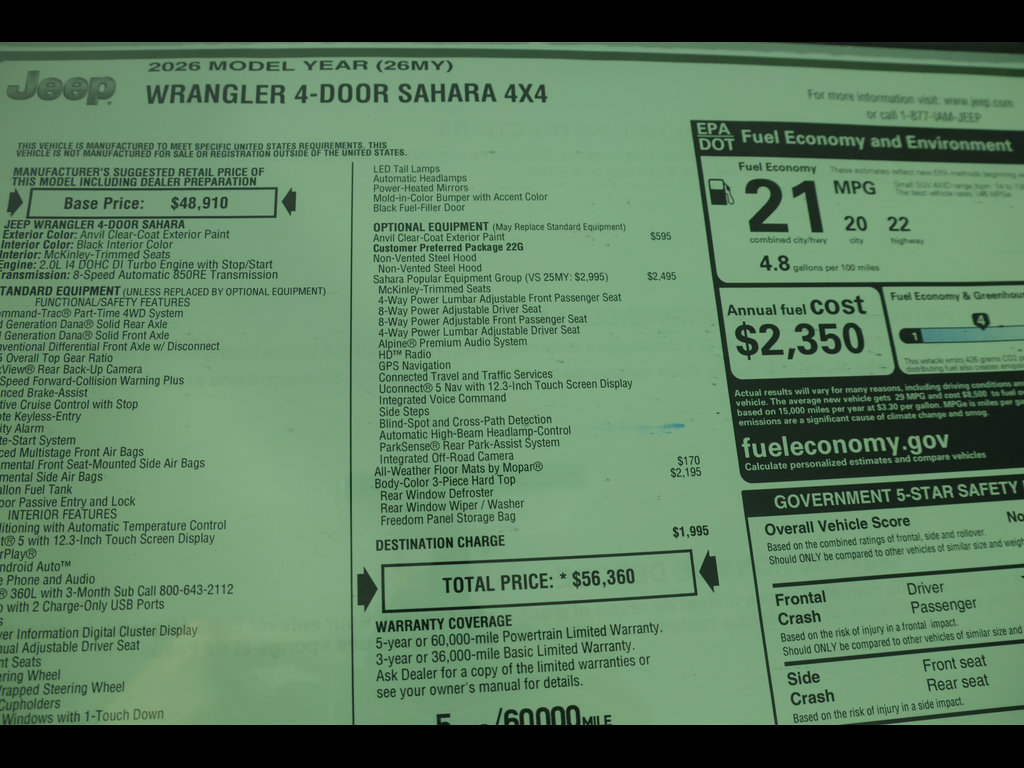 New 2026 Jeep Wrangler Unlimited Sahara AWD/4WD image 24