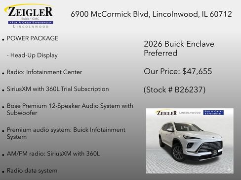 New 2026 Buick Enclave Preferred w/ Power Package AWD/4WD image 12