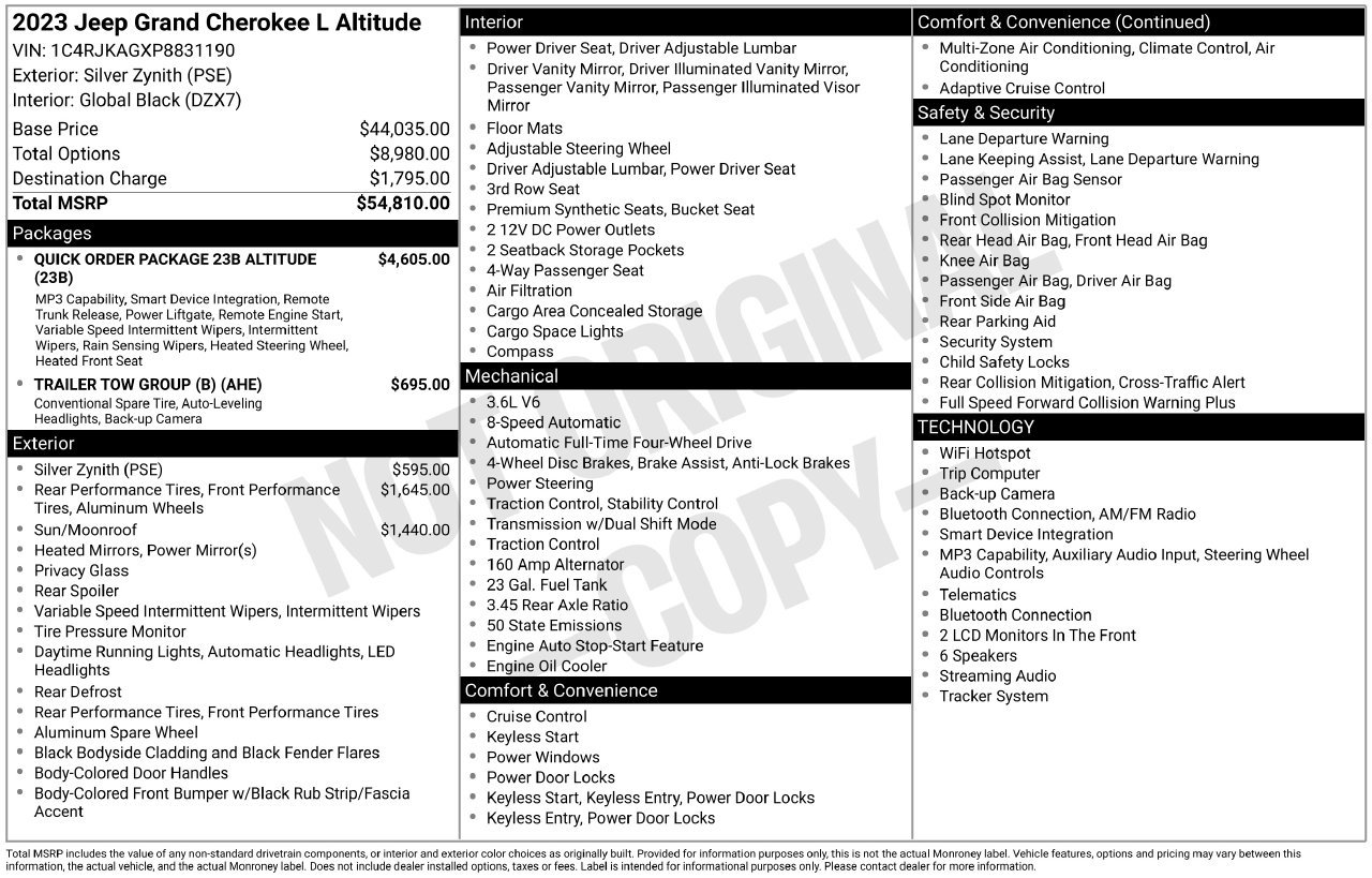 Used 2023 Jeep Grand Cherokee L Laredo AWD/4WD image 3