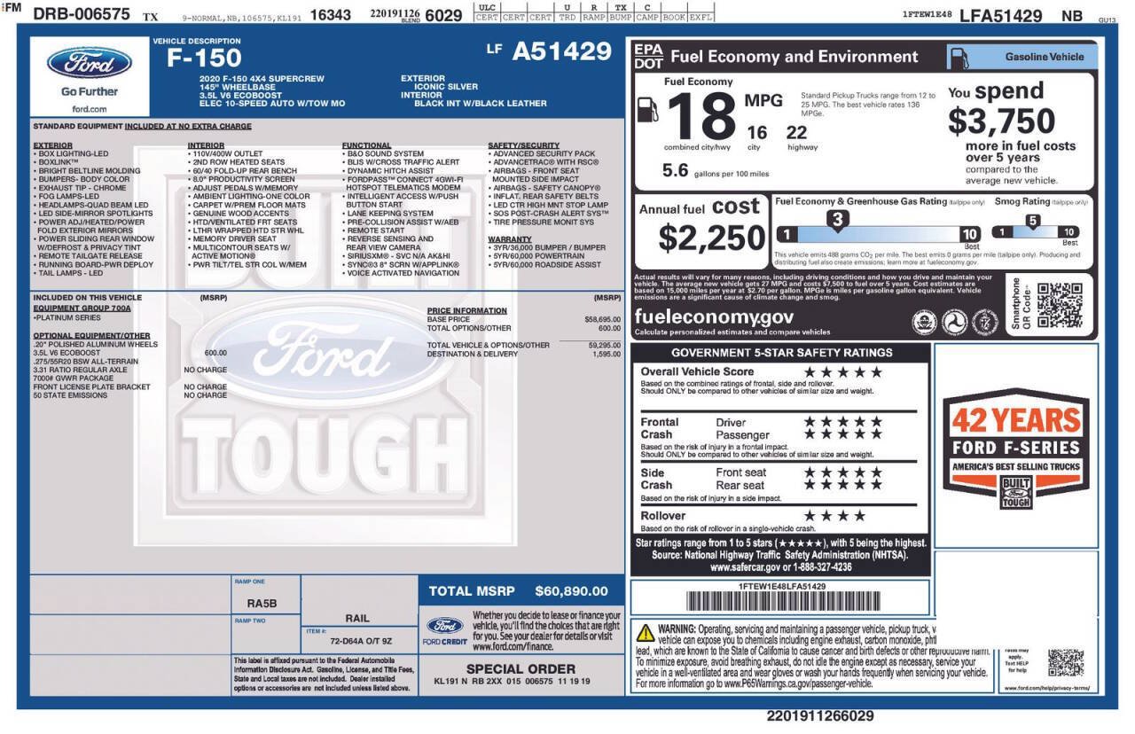 Used 2020 Ford F150 Platinum AWD/4WD image 36
