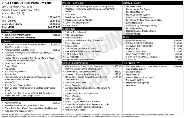 Used 2023 Lexus RX 350 Premium Plus w/ Cold Area Package FWD image 32