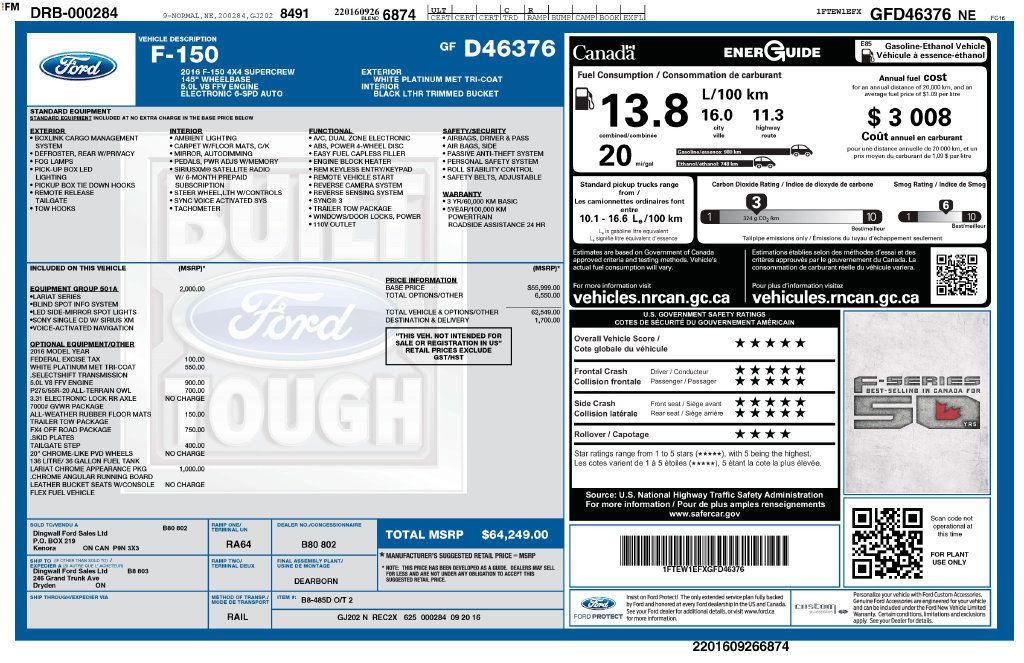 Used 2016 Ford F150 Lariat w/ Equipment Group 501A Mid AWD/4WD image 32