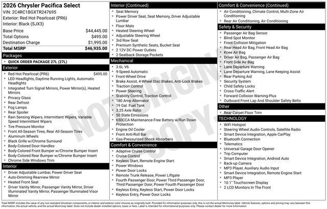 New 2026 Chrysler Pacifica Select FWD image 36