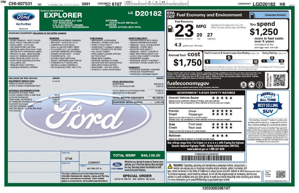Used 2020 Ford Explorer XLT w/ Equipment Group 202A AWD/4WD image 5