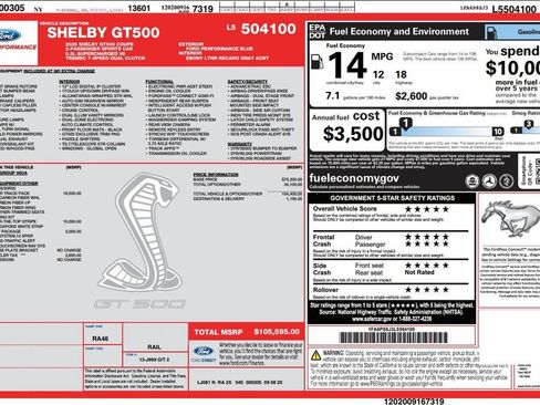 Used 2020 Ford Mustang Shelby GT500 w/ Carbon Fiber Track Pack RWD image 2