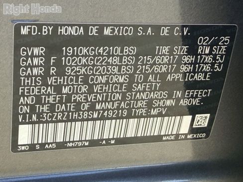 Certified 2025 Honda HR-V LX image 34