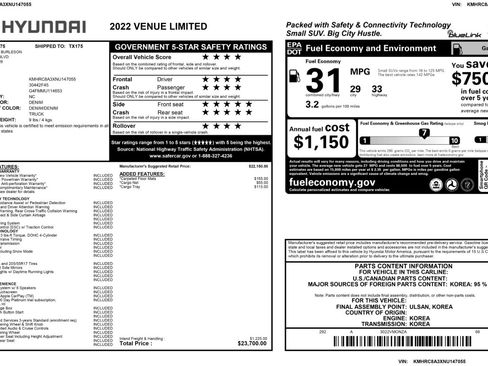 Used 2022 Hyundai Venue Limited FWD image 50
