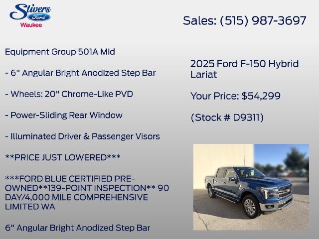 Certified 2025 Ford F150 Lariat w/ Equipment Group 501A Mid AWD/4WD image 8