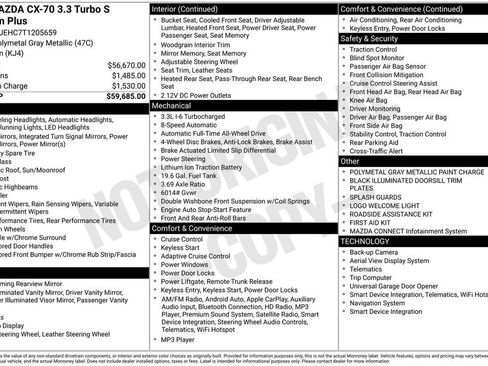 New 2026 MAZDA CX-70 3.3 Turbo S w/ Premium Plus AWD/4WD image 40
