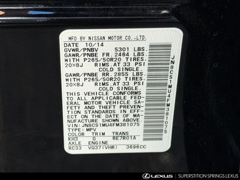 Used 2015 INFINITI QX70 2WD w/ Premium Package image 11