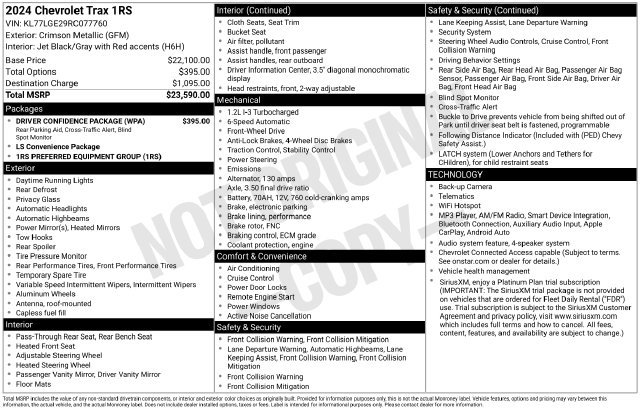 Used 2024 Chevrolet Trax RS w/ Driver Confidence Package FWD image 15