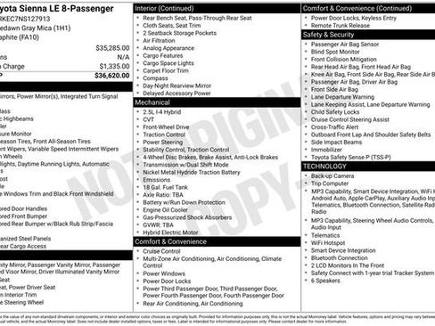 Used 2022 Toyota Sienna LE FWD image 10