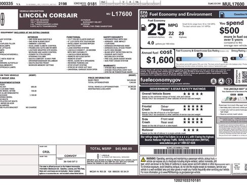 Used 2021 Lincoln Corsair Reserve w/ Elements Package FWD image 13