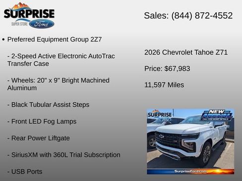 Used 2026 Chevrolet Tahoe Z71 w/ Z71 Off-Road Package AWD/4WD image 18