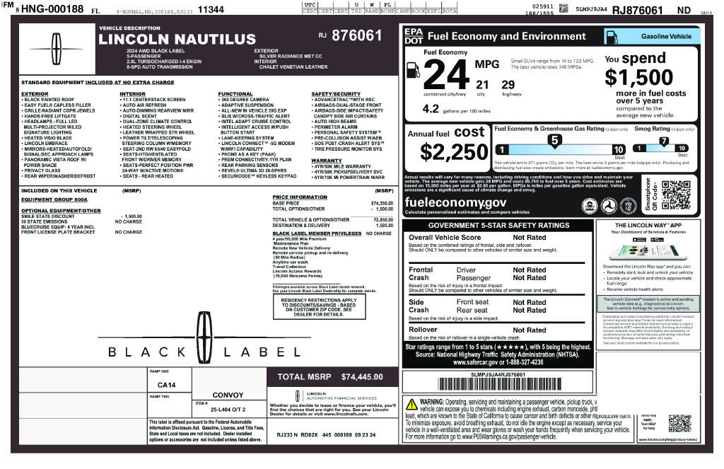 Used 2024 Lincoln Nautilus Black Label AWD/4WD image 11